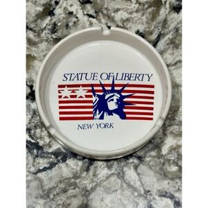 Vintage Statue Of Liberty New York Ashtray 4" White MCM